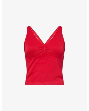 GYMSHARK Lift Seamless Logo-Print Midi Tank Top - Red