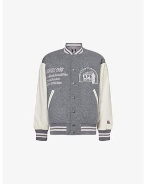 A Bathing Ape Bape X Kazuki Logo Wool-Blend Jacket - Grey