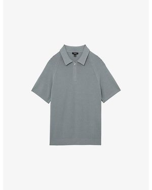 Reiss Estate Half-Zip Knitted Polo Top - Grey