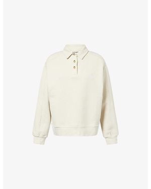 The Couture Club Emblem-Embroidered Rugby Polo Cotton Sweatshirt - White