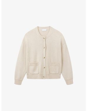 The White Company Stitch-Trim Round-Neck Cotton And Wool-Blend Cardigan - Natural