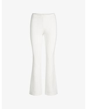 Skims Slim-Fit Ribbed Cotton-Fleece Trousers - White