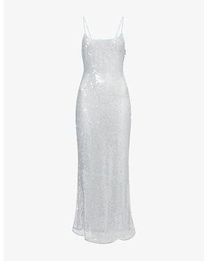 Amy Lynn Translucent-Sequin Sleeveless Woven Maxi Dress - White