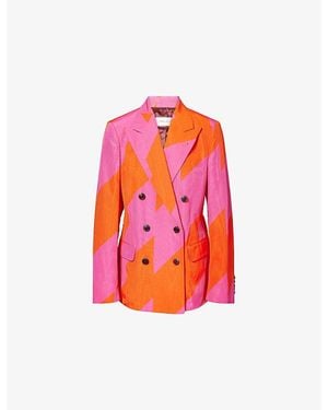Dries Van Noten Double-Breasted Striped Cotton-Blend Blazer - Red