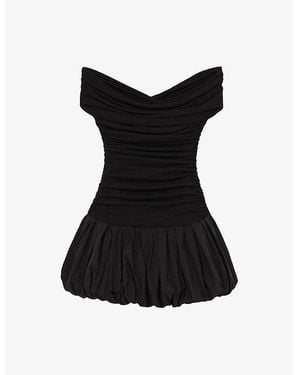 Reiss Pellie Puffball-Skirt Woven Mini Dress - Black