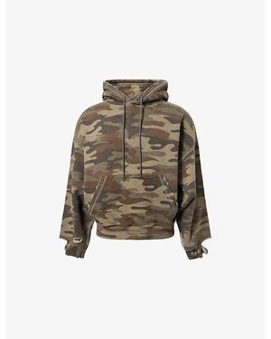 Cole Buxton Camouflage Distressed Cotton-Jersey Hoody - Green