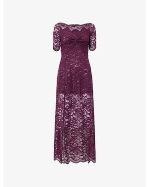 Rabanne Layered Lace Woven Midi Dress - Purple