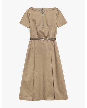 Prada Chino Zipper Cotton Midi Dress - Natural