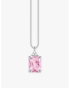 Thomas Sabo Octagon-Cut Stone 925 Sterling- And Cubic Zirconia Pendant Necklace - Pink