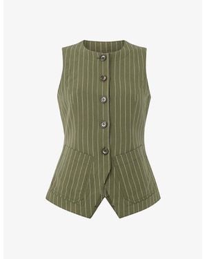 Whistles Lottie Pinstripe Regular-Fit Woven Waistcoat - Green
