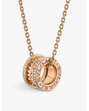 BVLGARI B.Zero1 18Ct Rose- And 0.38Ct Brilliant-Cut Diamond Necklace - White