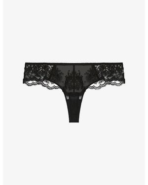 Simone Perele Intrigue Mid-Rise Lace Tanga Briefs - White