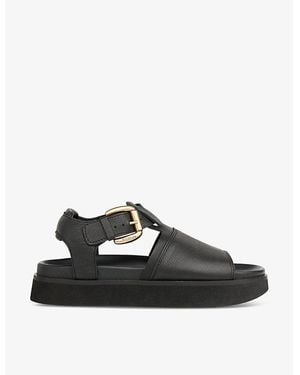 Whistles Khai Chunky-Buckle Flat Leather Sandals - Black