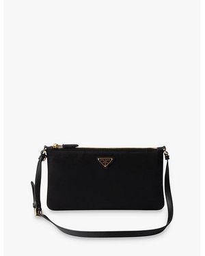 Prada Nylon And Leather Pouch in Black Lyst UK