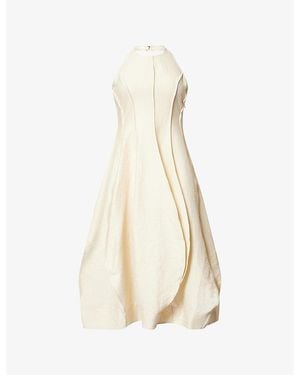 RÓHE Frames Low-Back Tulip Linen-Blend Midi Dress - Natural