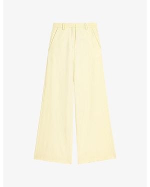 Maje Wide-Leg Mid-Rise Woven Trousers - Yellow