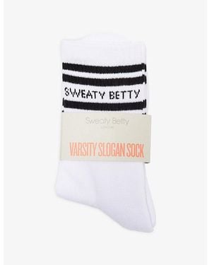 Sweaty Betty Varsity Slogan Cotton-Blend Socks - White