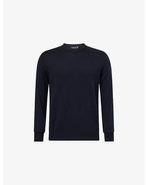 Oscar Jacobson Valter Crew-Neck Cotton And Cashmere-Blend Jumper - Blue