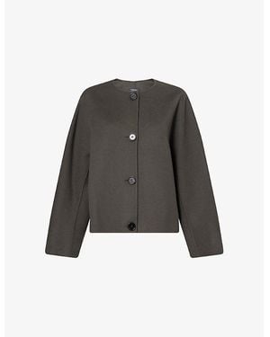 Max Mara Kate Long-Sleeve Wool Jacket - Grey