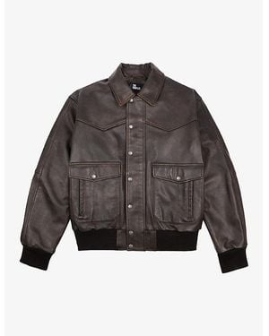 The Kooples Flap-Pocket Oversized-Fit Leather Jacket - Grey
