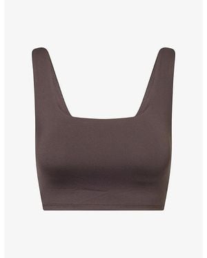 ADANOLA Ultimate Square-Neck Stretch-Woven Bra - Brown