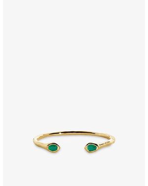 Monica Vinader Odyssey 18Ct Vermeil-Plated 925 Sterling And Onyx Open Cuff - Green