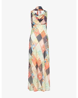 Never Fully Dressed Sophie Cowl-Neck Woven Maxi Dress - Metallic