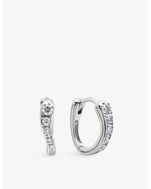 Monica Vinader Riva 18Ct-Plated Vermeil Sterling- And 0.14Ct Lab-Grown Diamond Hoop Earrings - Metallic