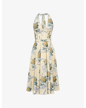 House Of Cb Allena Corset-Bodice Stretch-Cotton Midi Dress - Metallic