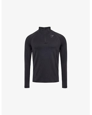 GYMSHARK Apex Seamless 1/4 Zip Stretch-Woven Top - Blue