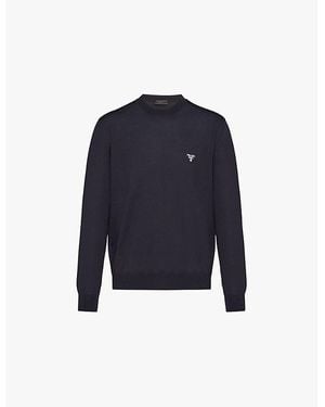 Prada Superfine Crewneck Wool Sweatshirt - Blue