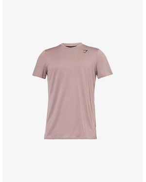 GYMSHARK Run Club Logo-Print Woven T-Shirt - Pink