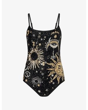 Oceanus Celestial Star Beaded Swimsuit - Black