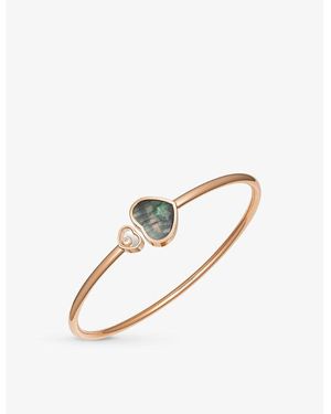 Chopard Happy Hearts 18Ct Rose- 0.05Ct Diamond And Mother-Of-Pearl Bangle Bracelet - Metallic