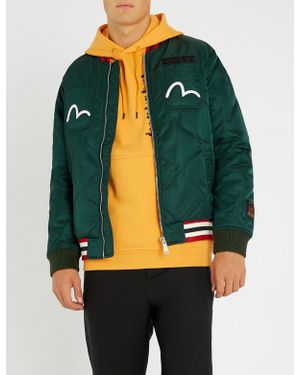 Evisu Godhead-embroidered Padded Shell Jacket - Green