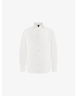 BOGGI Long-Sleeved Regular-Fit Linen Shirt - White