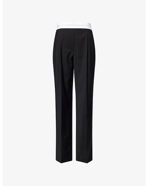 Alexander Wang Pleated High-Rise Stretch-Wool Blend Trousers - Black