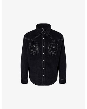 TRUE RELIGION Western Embroidered Cotton Shirt - Blue