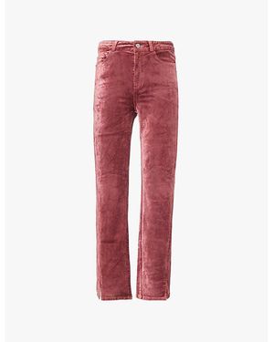 PAIGE Cindy Velvet Tapered-Leg Mid-Rise Stretch-Cotton Blend Trousers