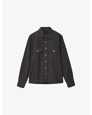 AllSaints Haiku Patch-Pocket Long-Sleeve Cotton Shirt - Black