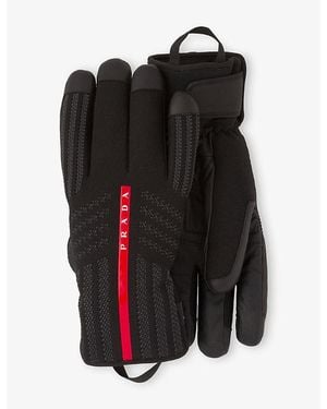 Prada Gore-Tex Leather And Knit Ski Gloves - Black