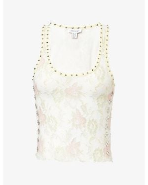 Jaded London Fioretta Studded Lace Top - White