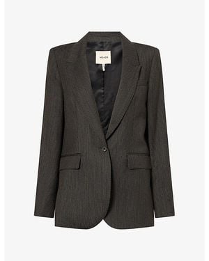 ME+EM Sharp Shoulder Single-Breasted Wool Blazer - Black