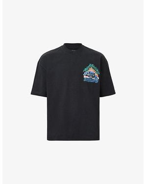 AllSaints Pounce Graphic-Print Short-Sleeve Cotton T-Shirt - Blue