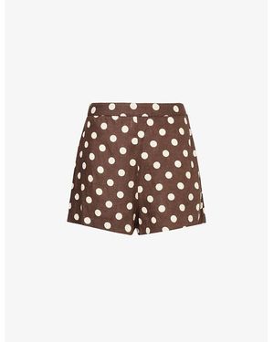 Posse Perri Polka-dot Linen Shorts - Brown