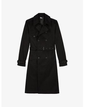 The Kooples Double-Breasted Cotton Trench Coat - Black