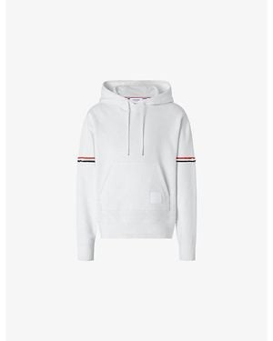 Thom Browne X Asics Logo-Patch Oversized Cotton-Jersey Hoody - White