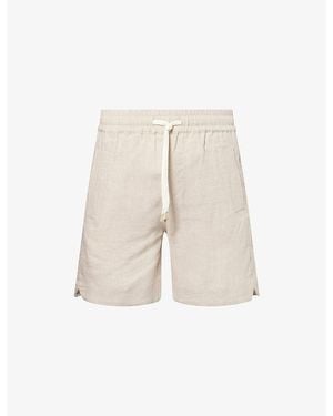 Eleventy Bermuda Athletic Drawstring Linen Shorts - Natural