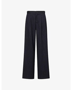 Peachy Den Lennox Striped Straight-Leg Woven Pants - Blue