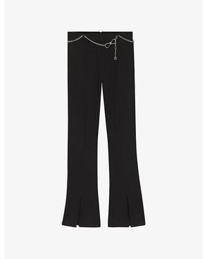 HUGO Chain-Embellished Flared-Leg Jersey Pants - Black